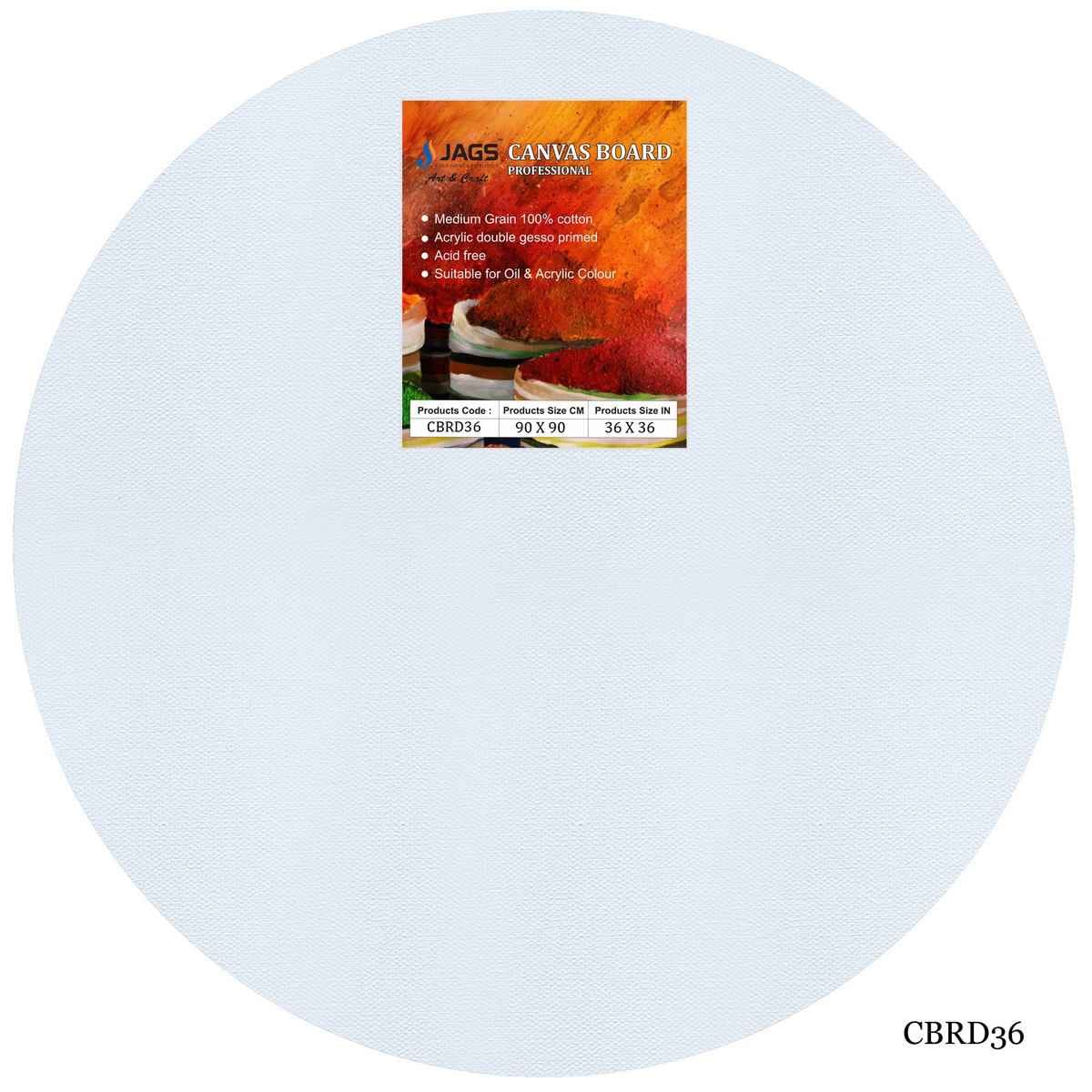 36 Inch Round White Stretched Canvas With Frame Board CBRD36