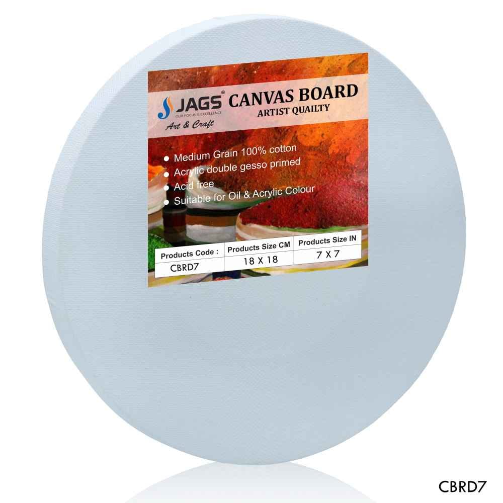 7 Inch Round White Stretched Canvas With Frame Board CBRD7