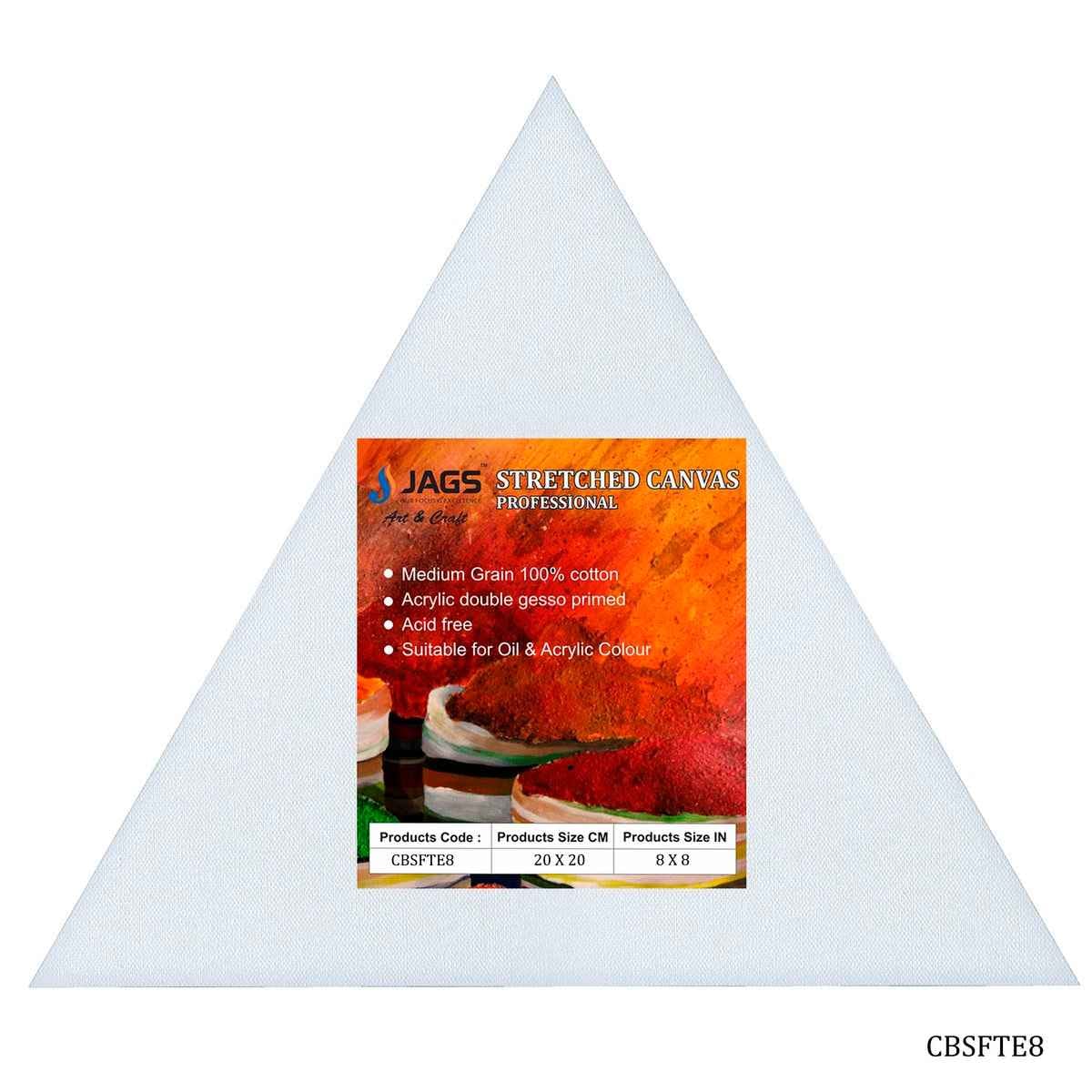 8 Inch Triangle White Stretched Canvas With Frame Board CBSFTE8