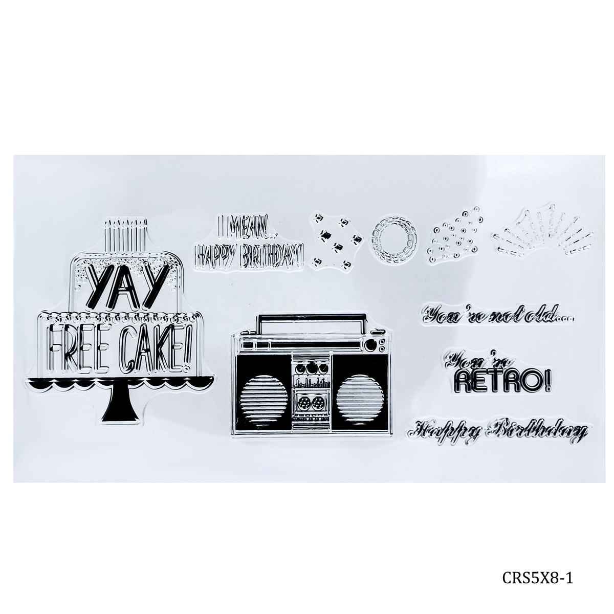 Happy Birthday Clear Rubber Stamp 4.5X8 01 CRS5X8-1