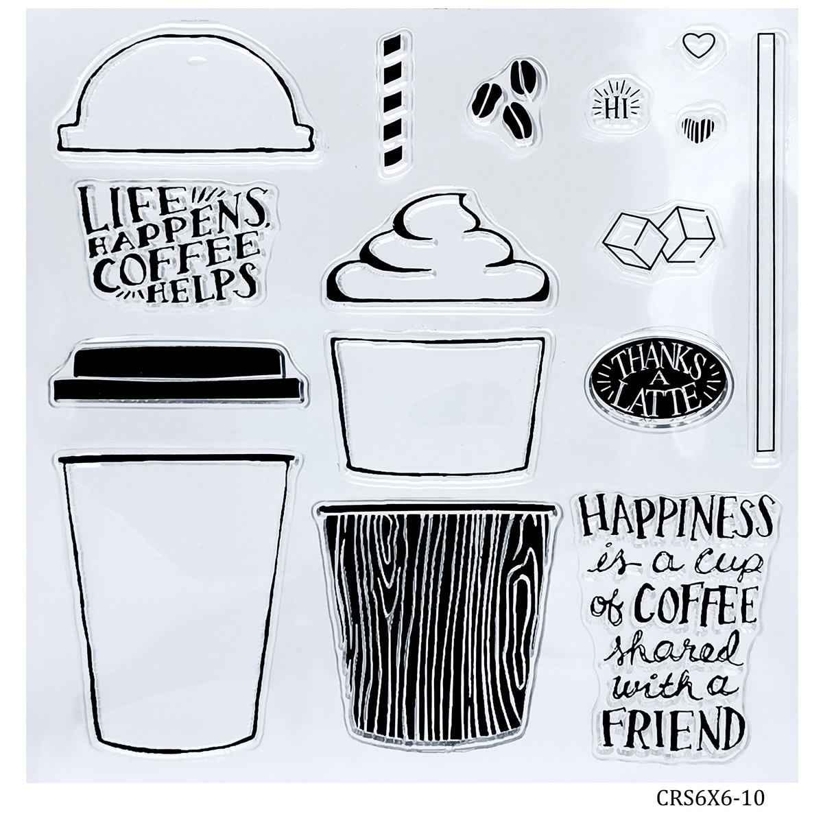 Coffee Making Clear Rubber Stamp 6X6 010 CRS6X6-10