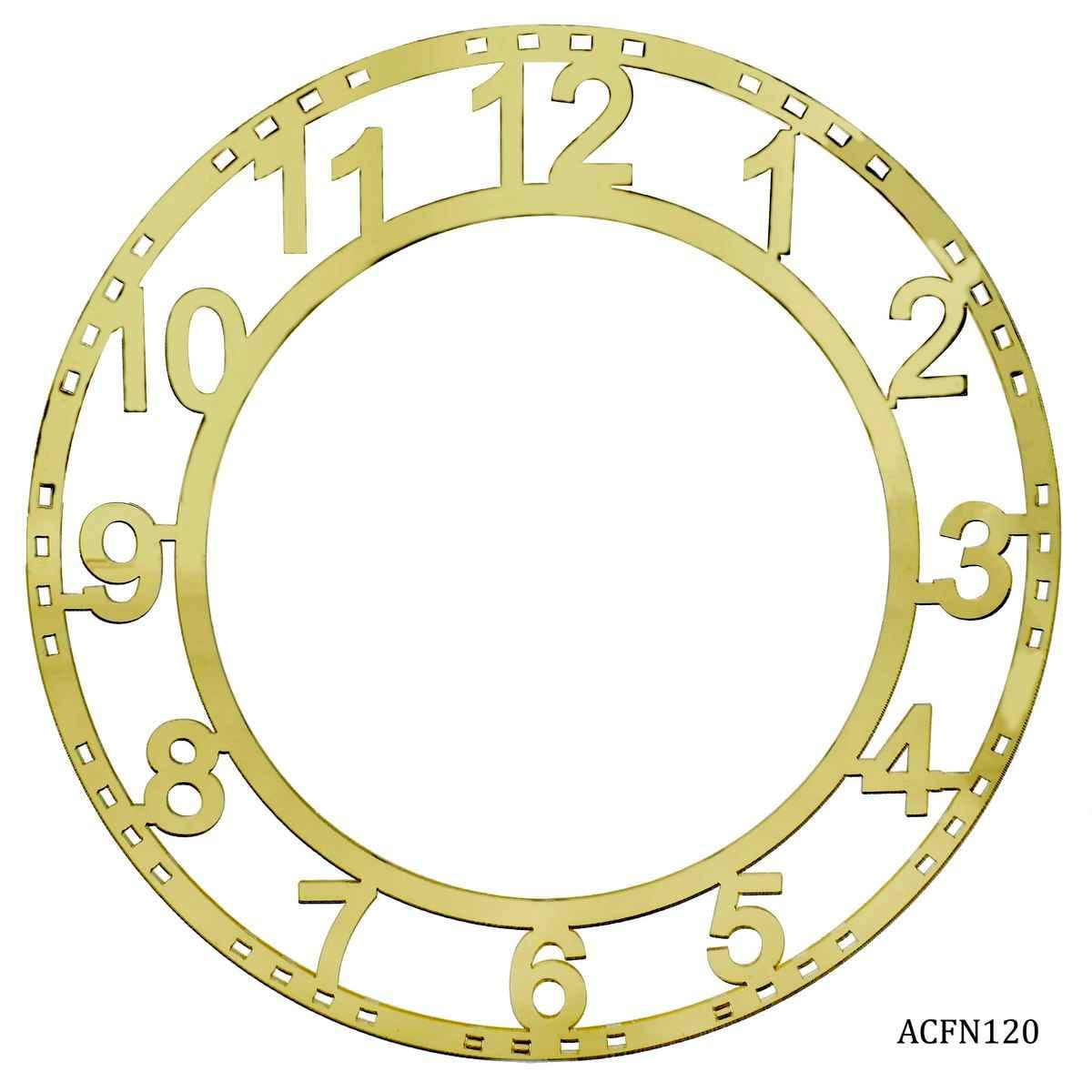 12 Inch Acrylic Clock Numerical Frame Gold ACFN120