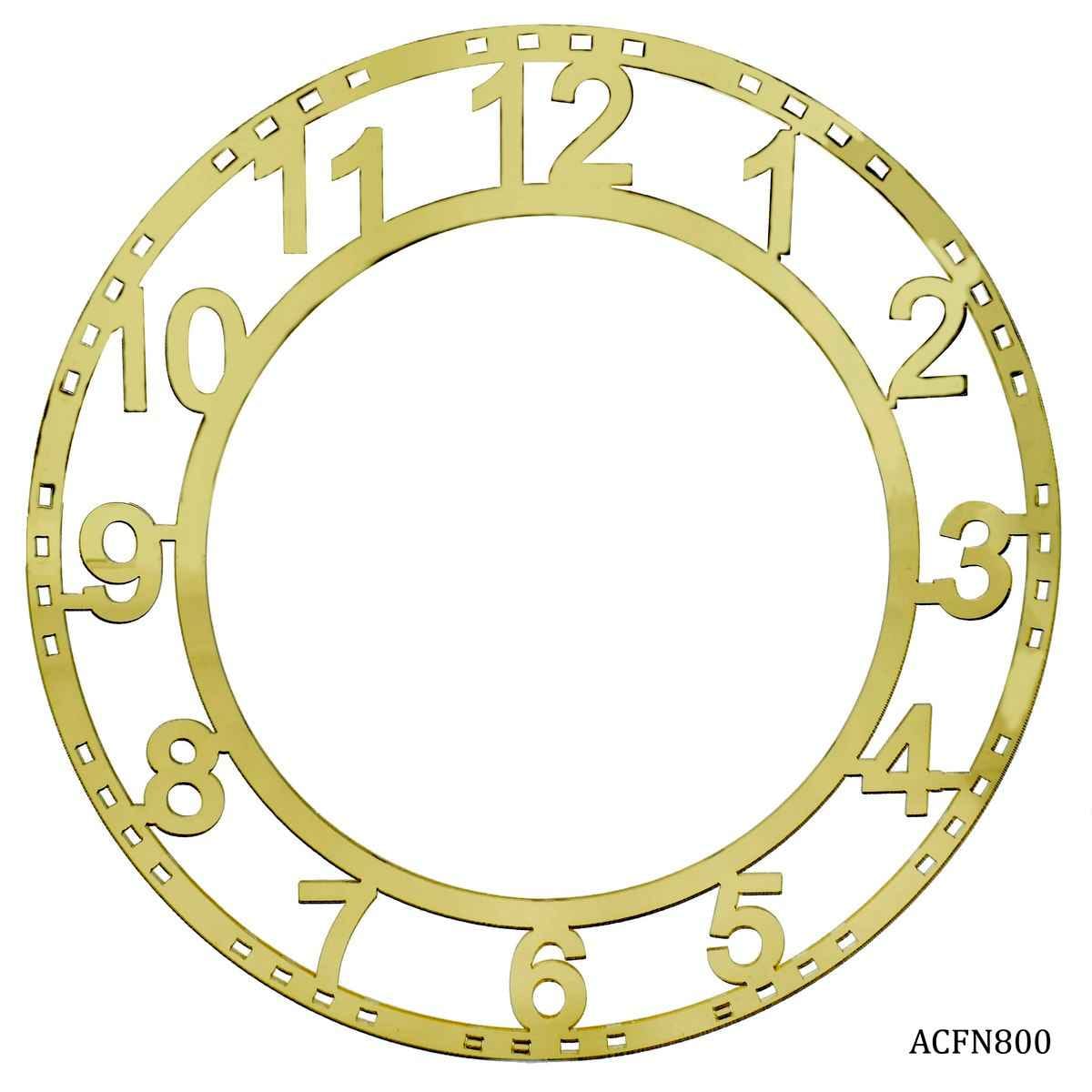8 Inch Acrylic Clock Numerical Frame Gold ACFN800