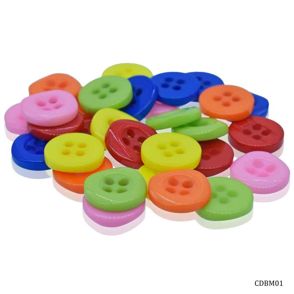 Craft Decorative Button Mix Colour 30 Pcs One Bag Sizes 12, 13 & 15 mm CDBM01