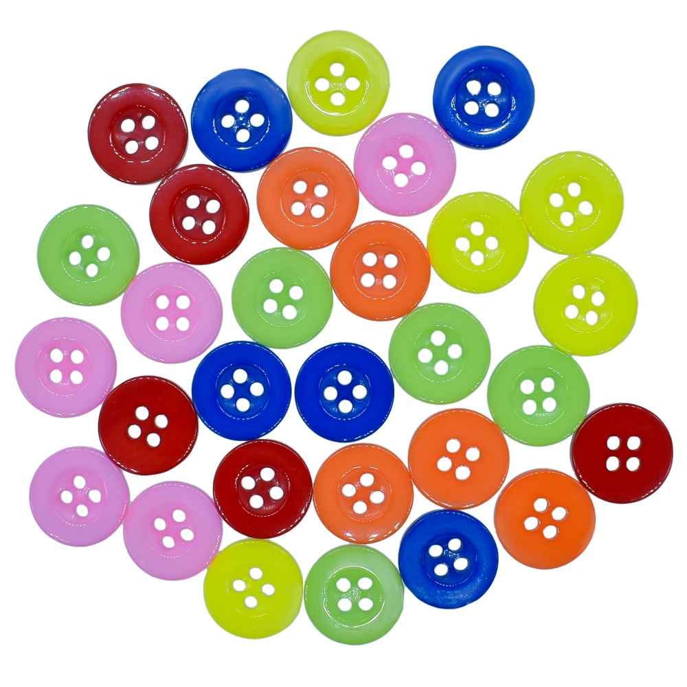 Craft Decorative Button Mix Colour 30 Pcs Sizes: 12, 13 & 15mm CDBM02