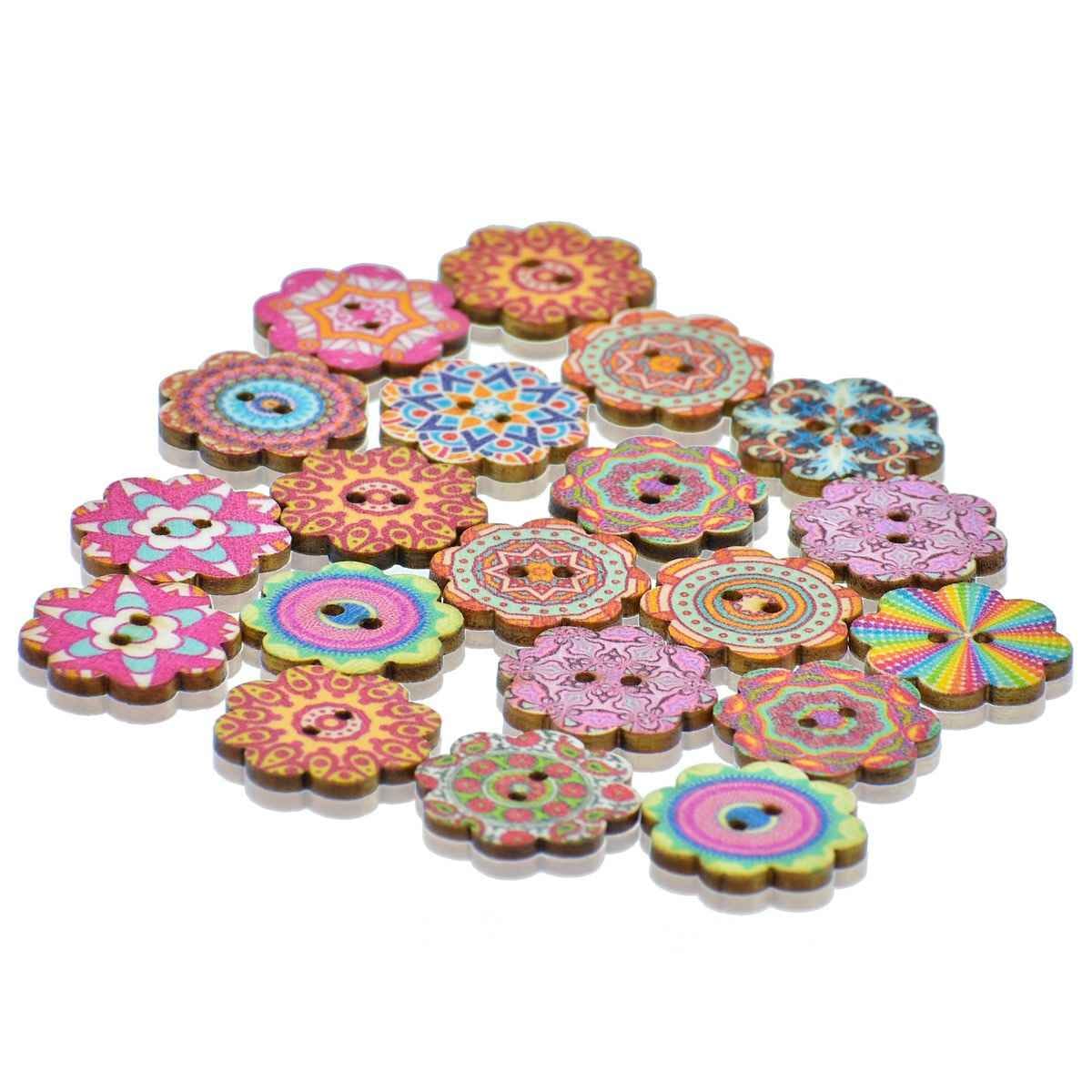 Crafts Decorative Button Wooden Flower Small 20pcs Size 2x1.5 cm 2 mm thick DBWFS-1