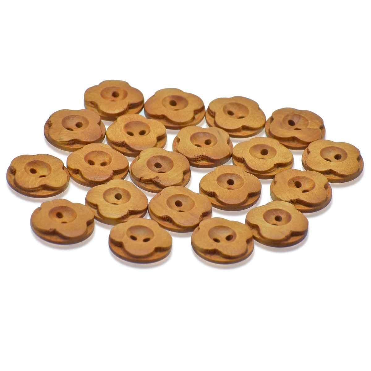 Crafts Decorative Button Wooden Flower Medium 20 pcs DBRB-3
