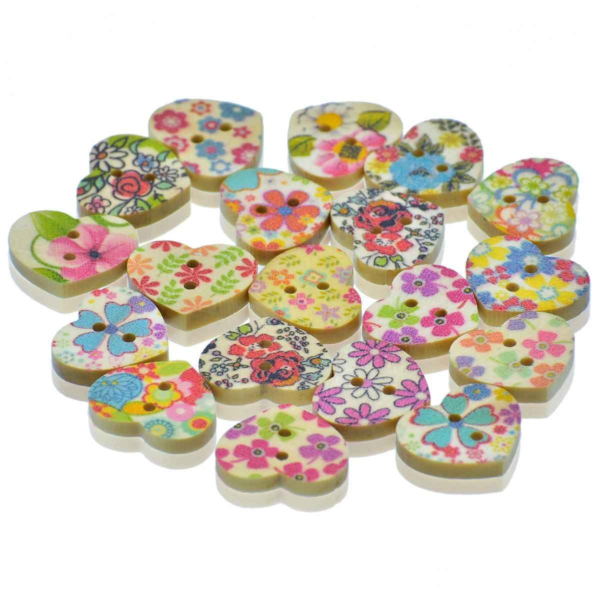 Crafts Decorative Button Wooden Heart Small 20 pcs DBRH-3