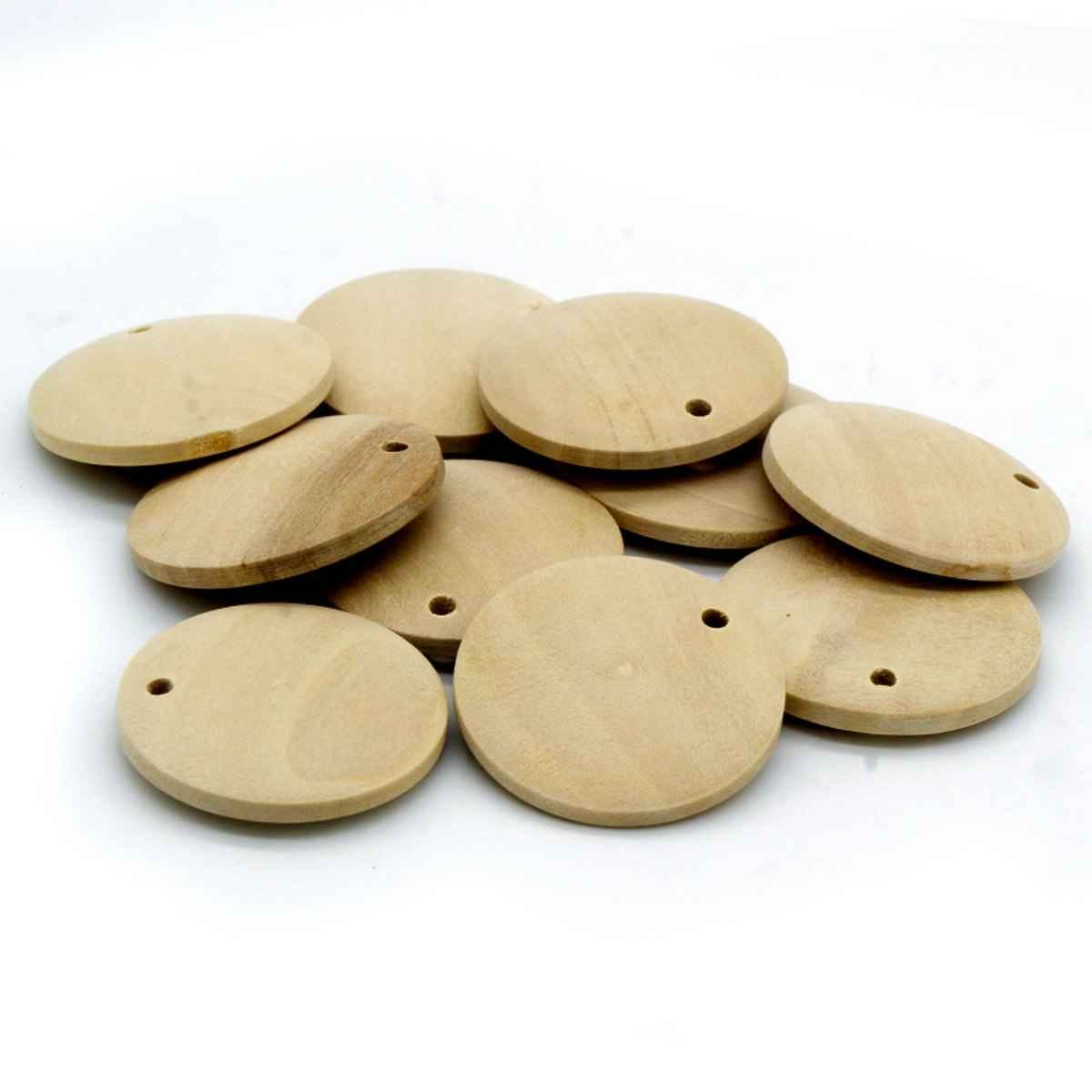 Crafts Decorative Wooden Pendant Plain Small 10 pcs DWB25MM