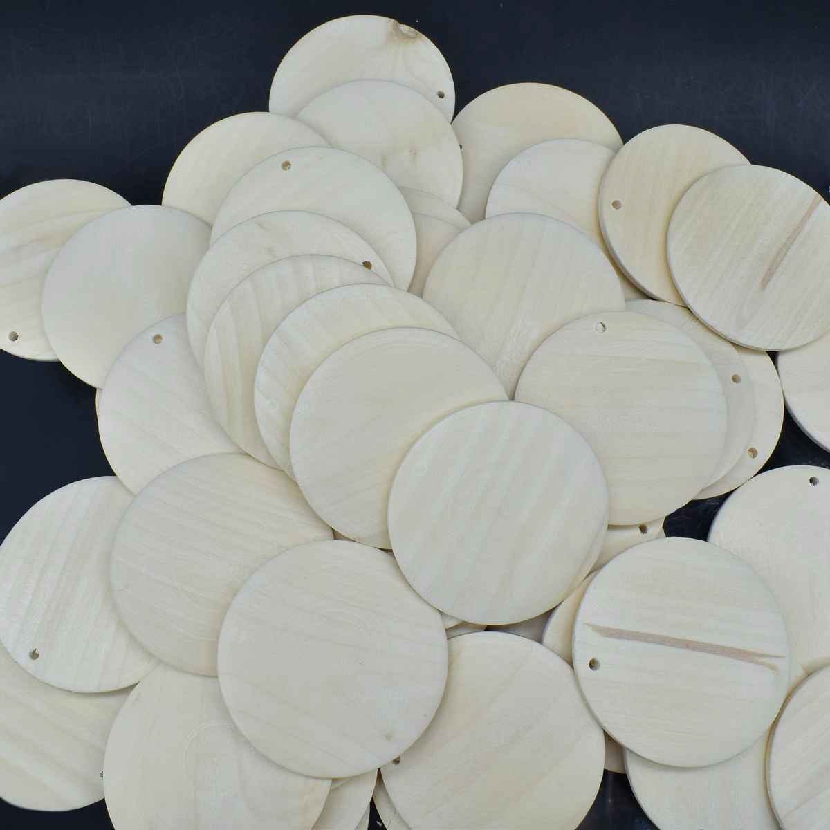 Crafts Decorative Wooden Pendant Plain XXL Big 50 pcs 50MM DWPP03