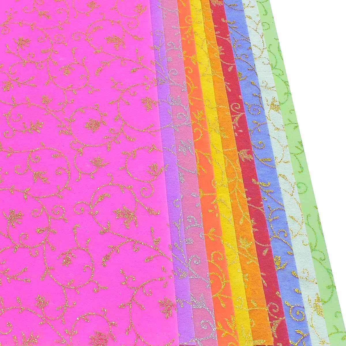 A4 Non Woven Paper Floral Leaf NO-615(G) Pack of 10 Sheet WF-3