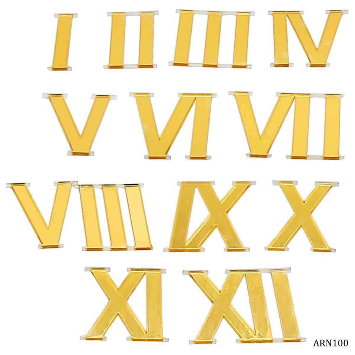 Acrylic Gold 1 to 12 Roman Numbers For Clock Making 12 Pc Set ARN100