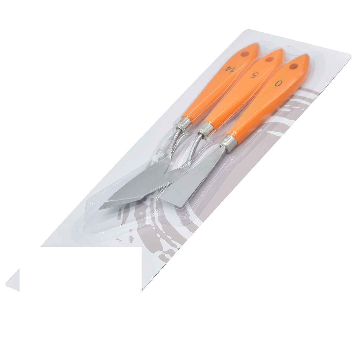 Crafts Painting Steel Knife 3pcs Set , Size: (1x23x1.5 cm) (1x21.5x1.5 cm) (1x20x1.5 cm) (1x18x1.5 cm) (1x17x1.5 cm) JPKY600