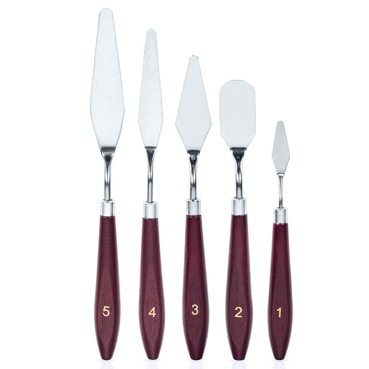 Crafts Painting Knife 5pcs Set Size: (1x23x1.5 cm) (1x21.5x1.5 cm) (1x20x1.5 cm) (1x18x1.5 cm) (1x17x1.5 cm) JPKY800