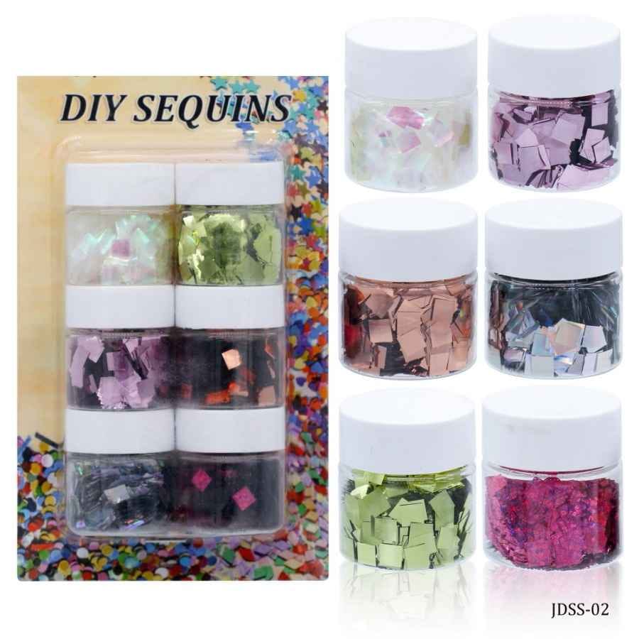 Crafts Diy Sequins Square Pack of 6 Colour 30 gsm JDSS-02