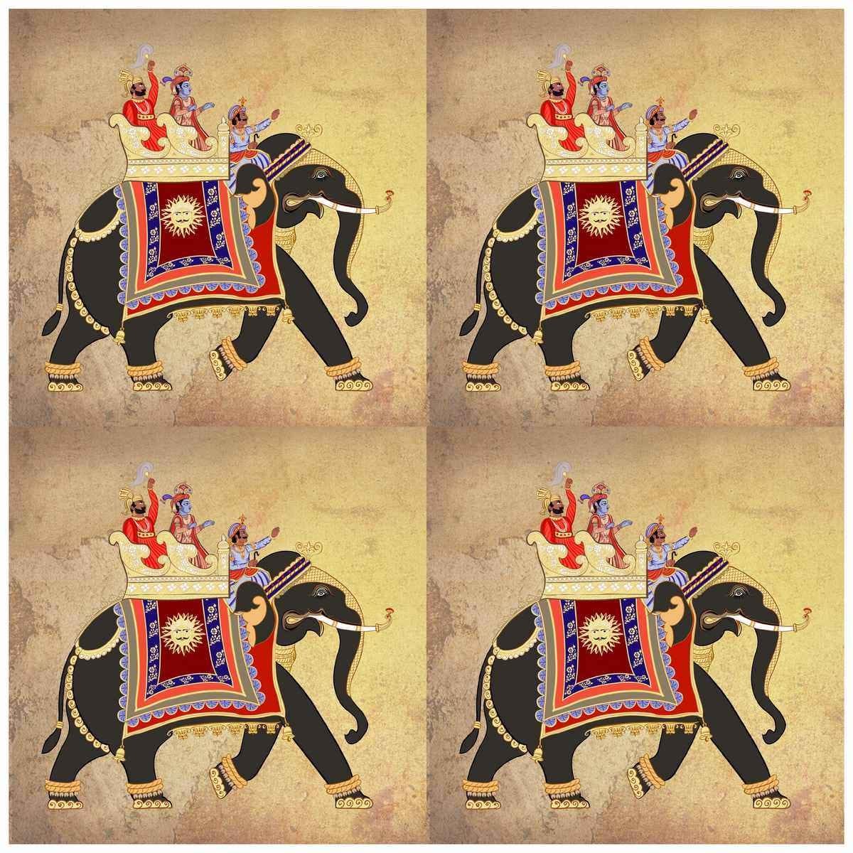Crafts Decoupage Paper Royel Elephant Pack of 3 Sheets, Size 298 x 298 mm, JDPG-33