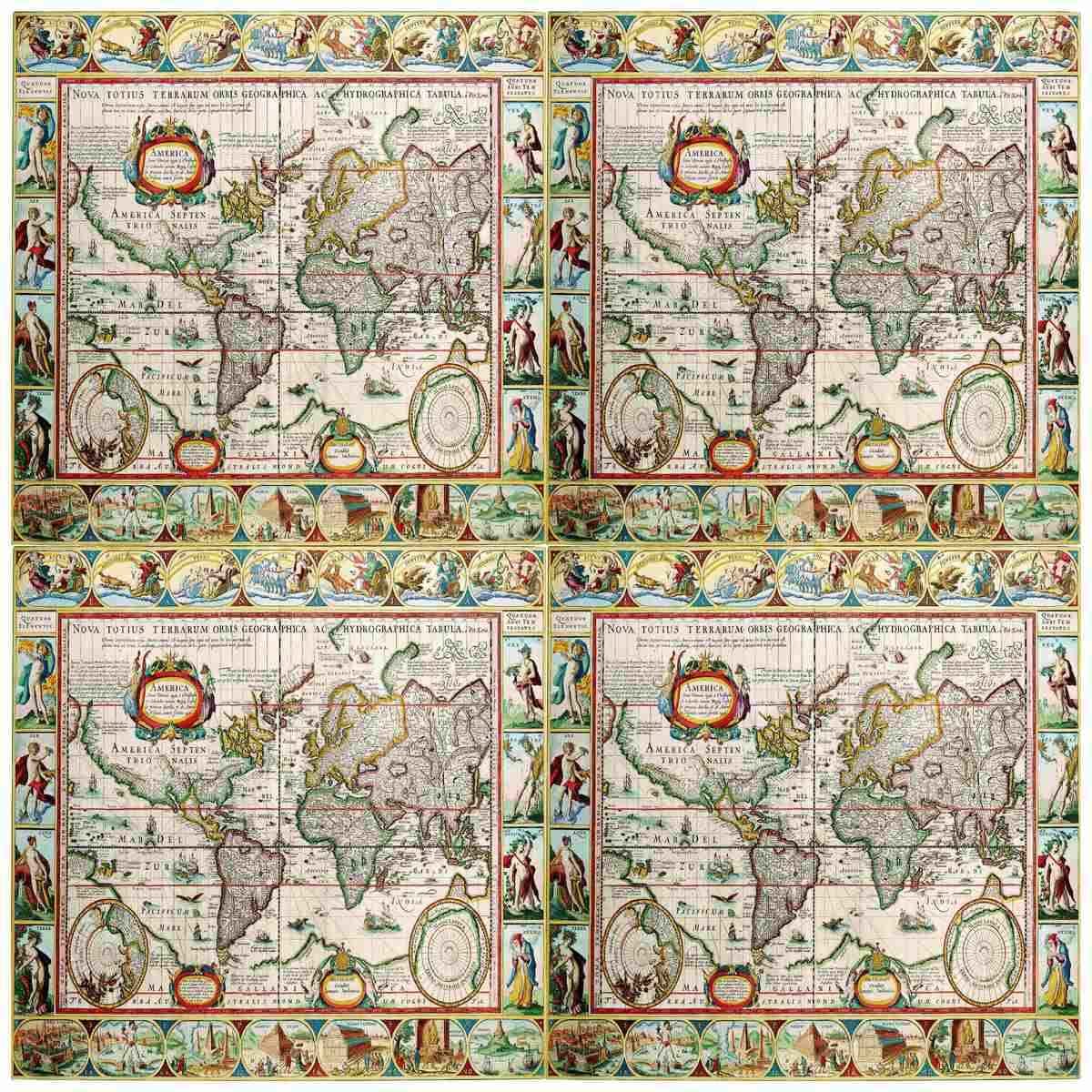 Crafts Decoupage Paper Vintage World Map Pak of 3 Sheets, Size 298 x 298 mm,JDPG-32