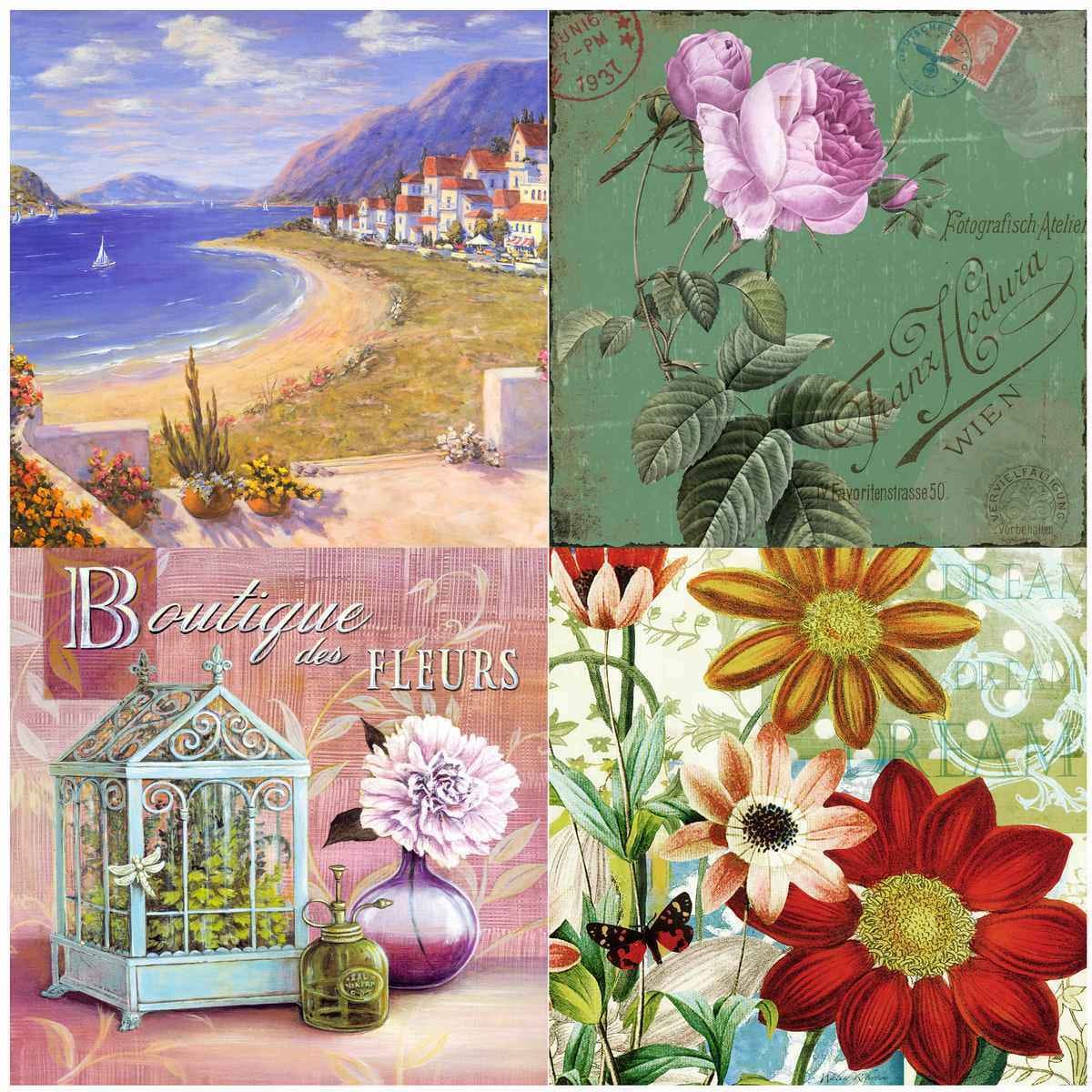 Crafts Sceneric Decor Decoupage Paper Size: 12x12 Inch (30.48 x 30.48cm) Pack of 12 Sheets 2 Sheets of 6 Designs SDP12X12