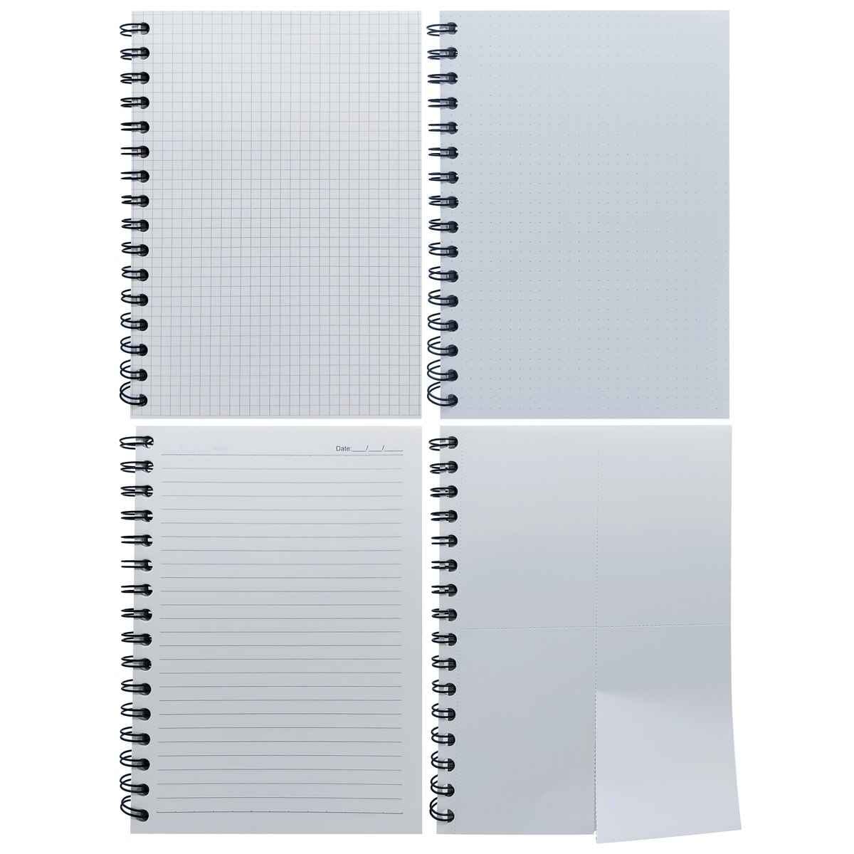A5 4in1 Notebook with Ruled pages, Dot Grid pages, Square pages, plain pages J4I1A5