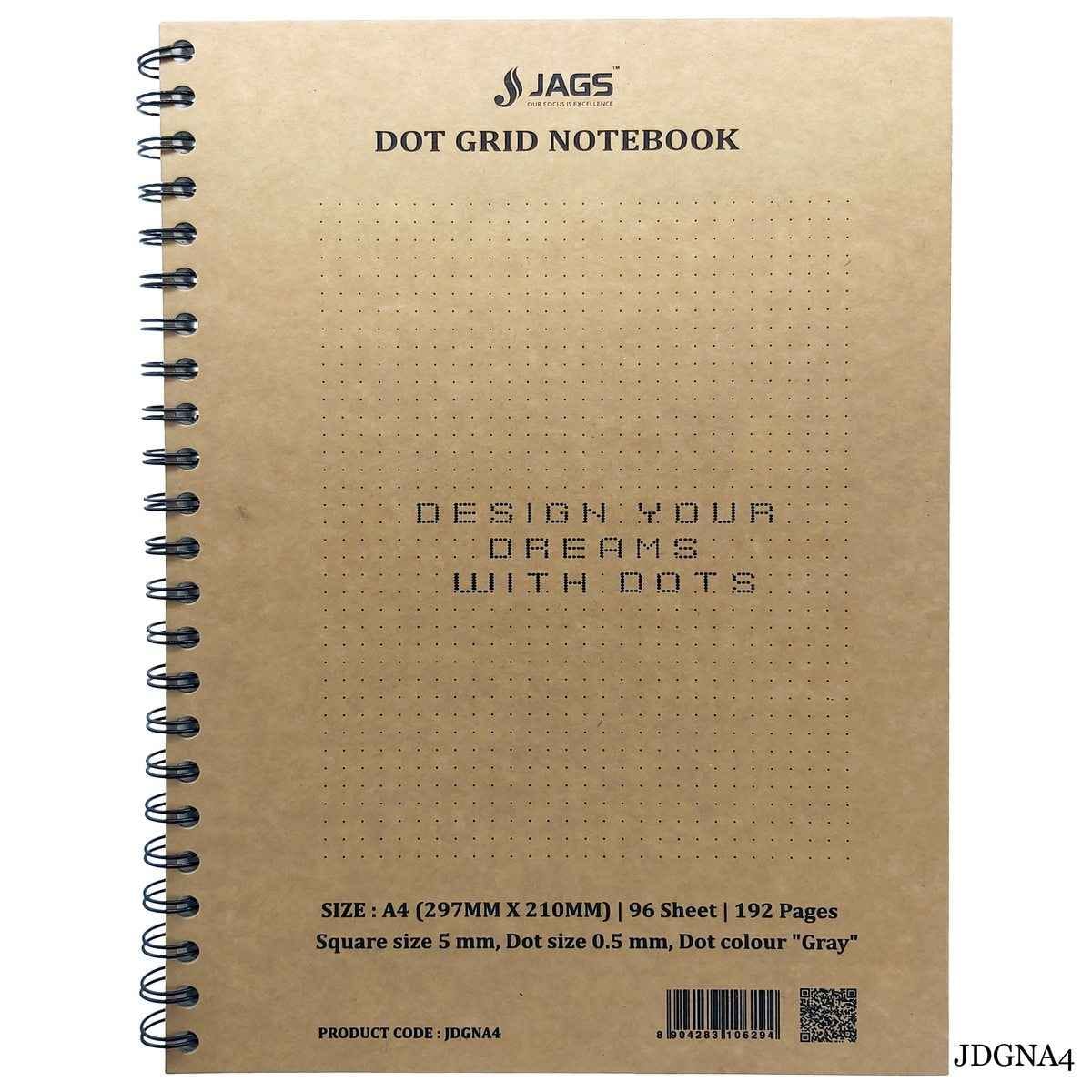 A4 Dot Grid Notebook Craft Cover 192 Pages 80Gsm JDGNA4