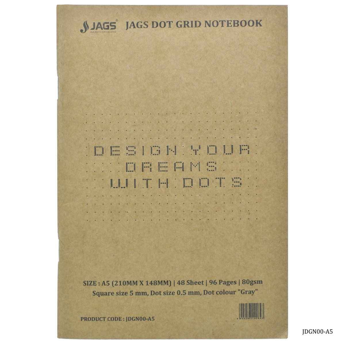 A5 Dot Grid Notebook Craft Cover 96 Pages 80Gsm JDGN00-A5