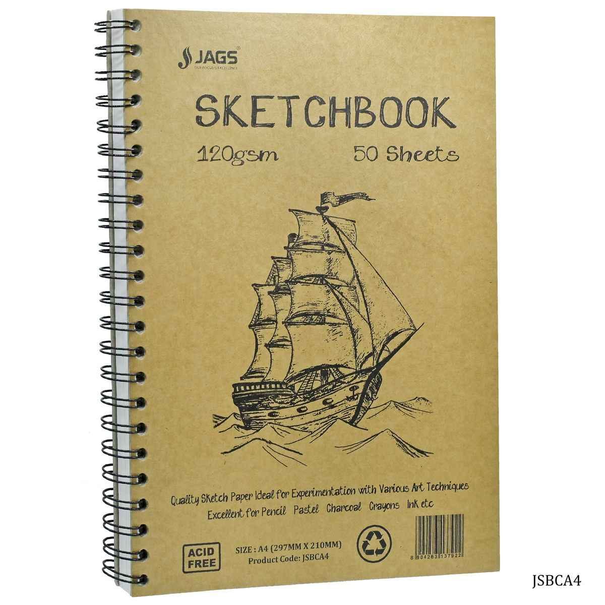 A4 Sketch Book Cartridge Paper S/W 100 Pages 120Gsm JSBCA4