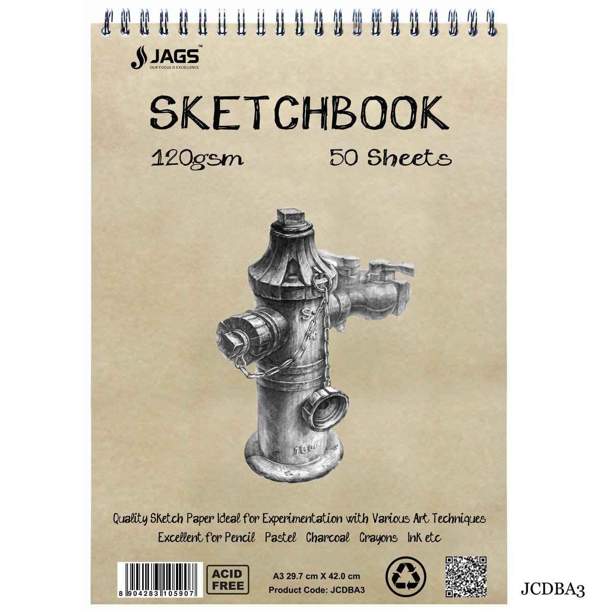 A3 Sketch Book Cartridge Paper T/W 100 Pages 120Gsm JCDBA3