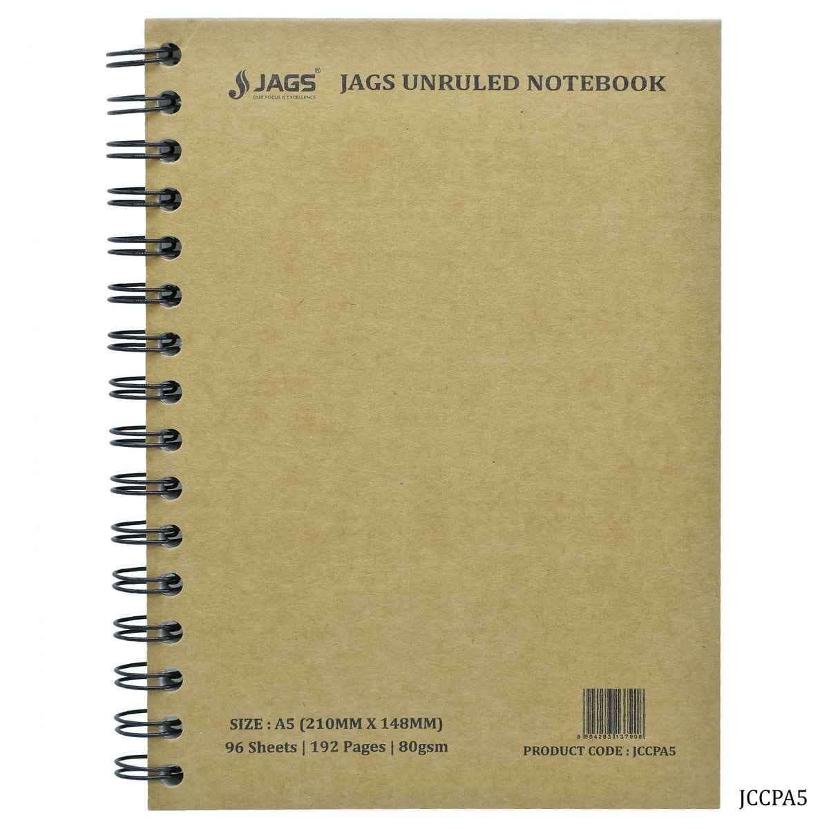 A5 Unruled Notebook 192 Pages 96 Sheets 80Gsm JCCPA5