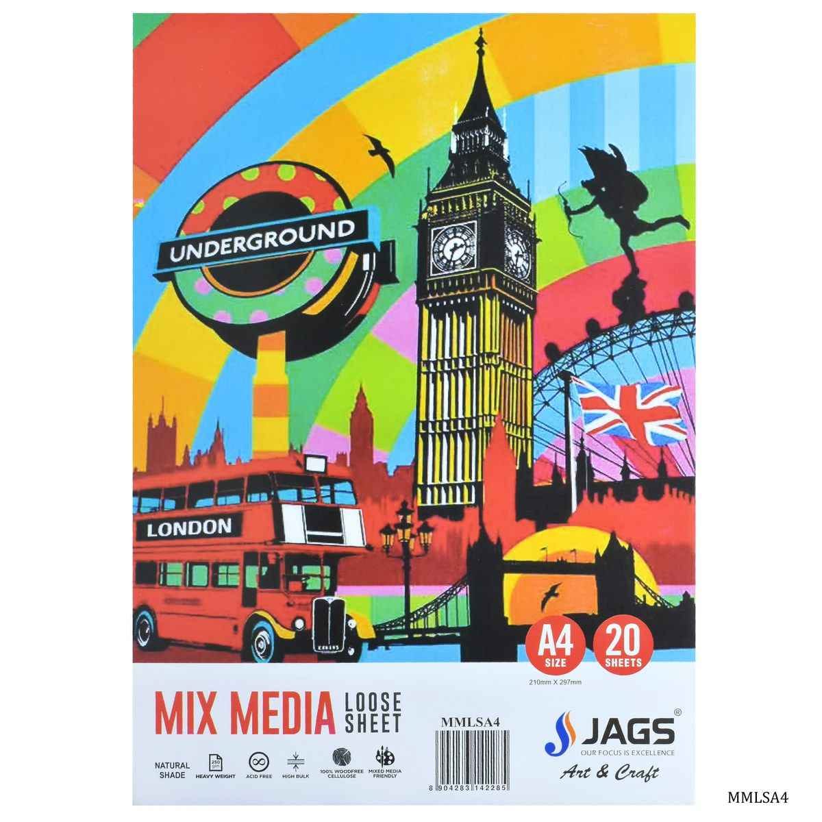 A4 Mix Media Loose Sheets Pack Of 20 Sheets 250Gsm MMLSA4