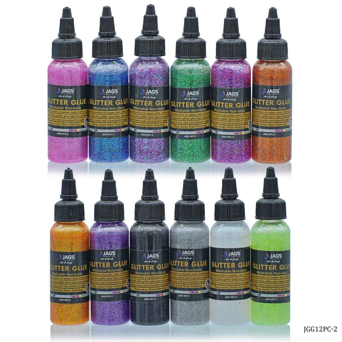 Multi Colour Glitter Glue Art 12 Pcs Set 50 Grams Each JGG12PC-2