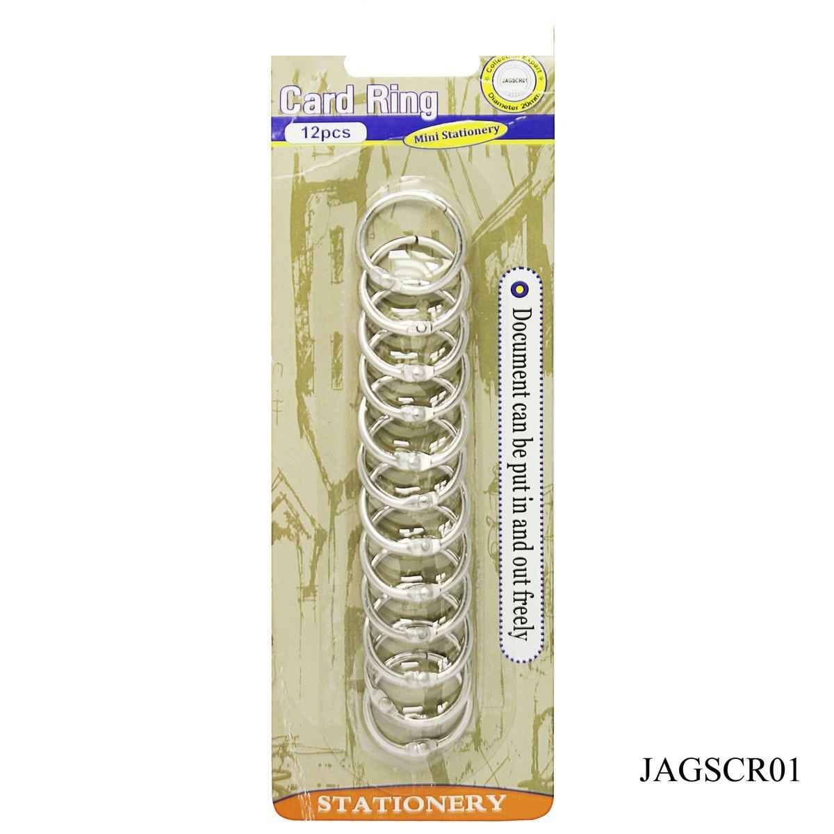 Book Ring 20MM Silver Card Ring Binder 12 Pieces JAGSCR01