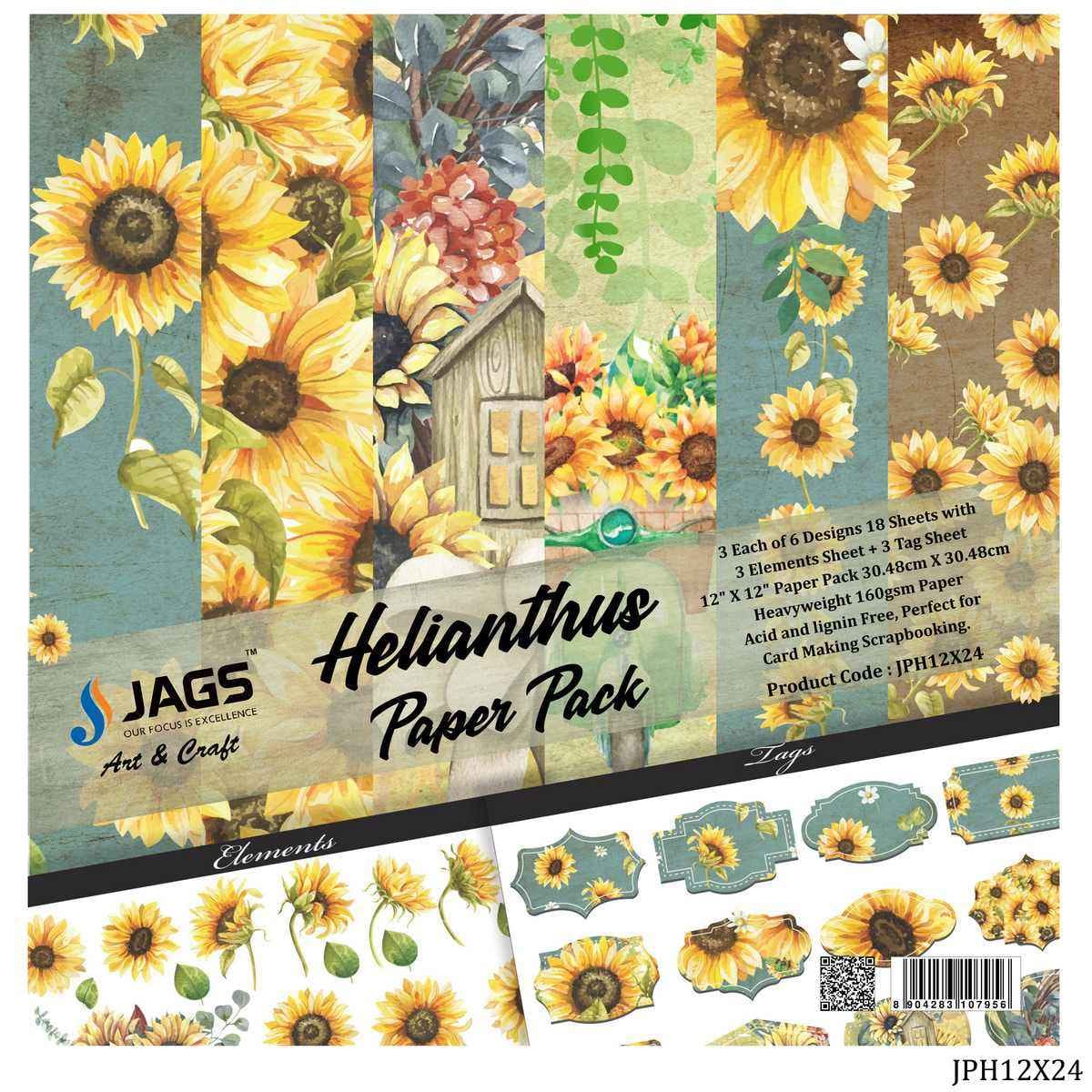 Sunflower Design Paper Helianthus 12X12 Inch 24 Sheets JPH12X24