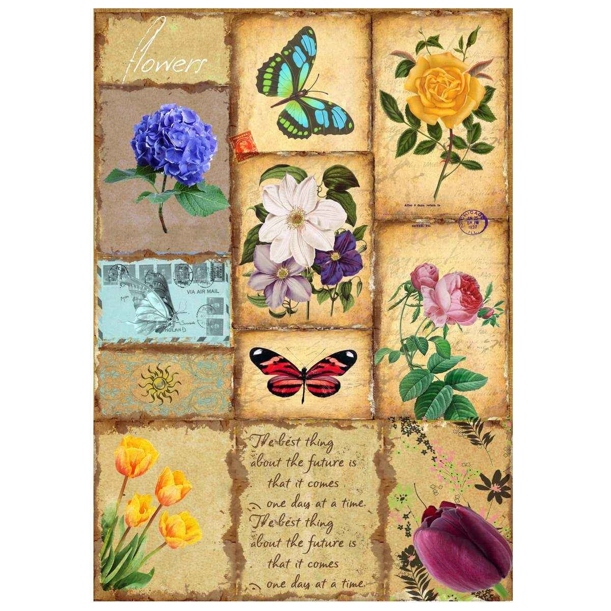 A4 Vintage Shabby, Crafts Paper for Scrapbook Pack of 24 sheets (3 sheets each of 6 designs) and 3 Elements Sheets, 3 Tag Sheets JPVSA4X24