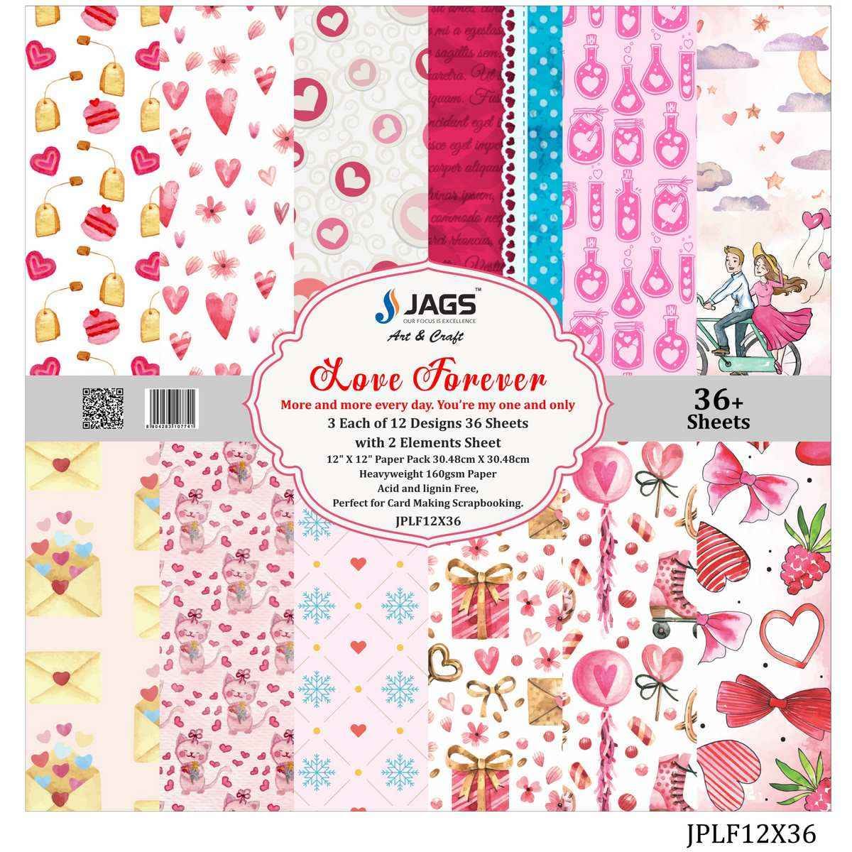Love Forever Design Paper 12X12 Inch 36 Sheets JPLF12X36