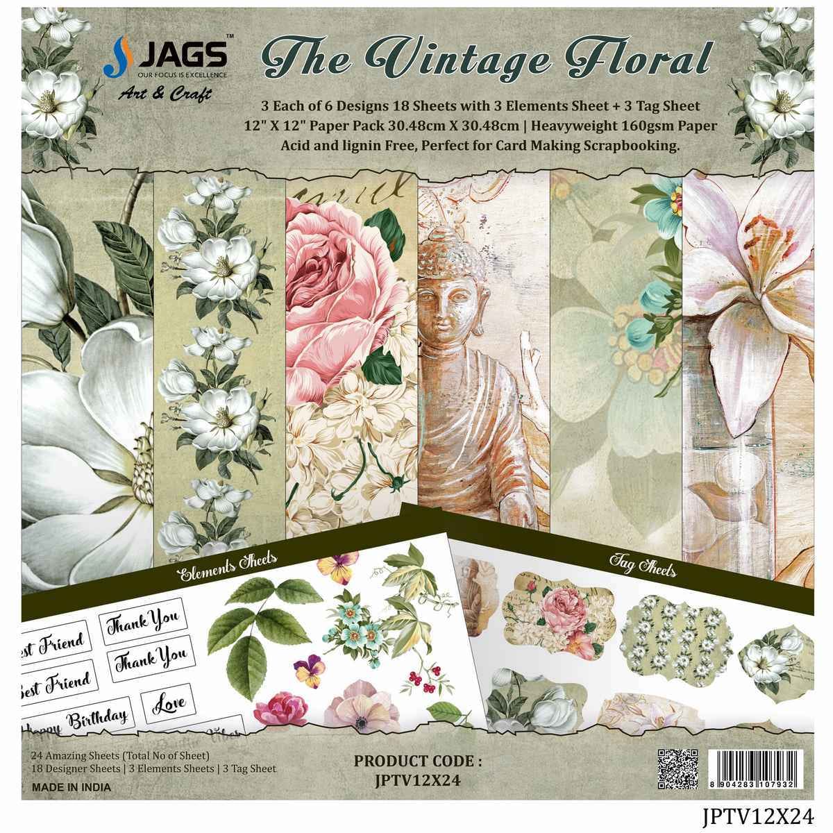 The Vintage Floral Design Paper 12X12 Inch 24 Sheets JPTV12X24