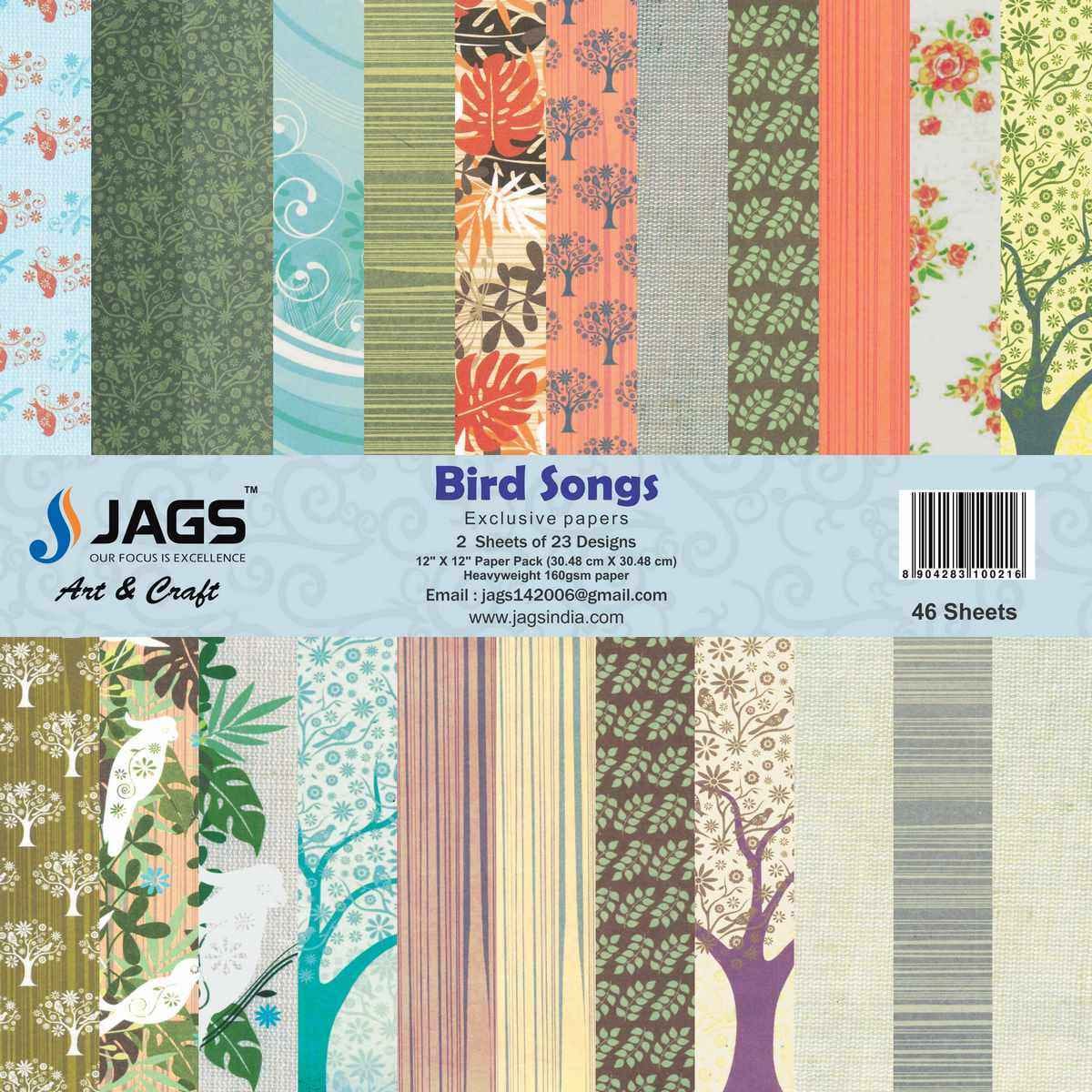 Bird Songs Design Paper 12X12 Inch 46 Sheets BS12X46