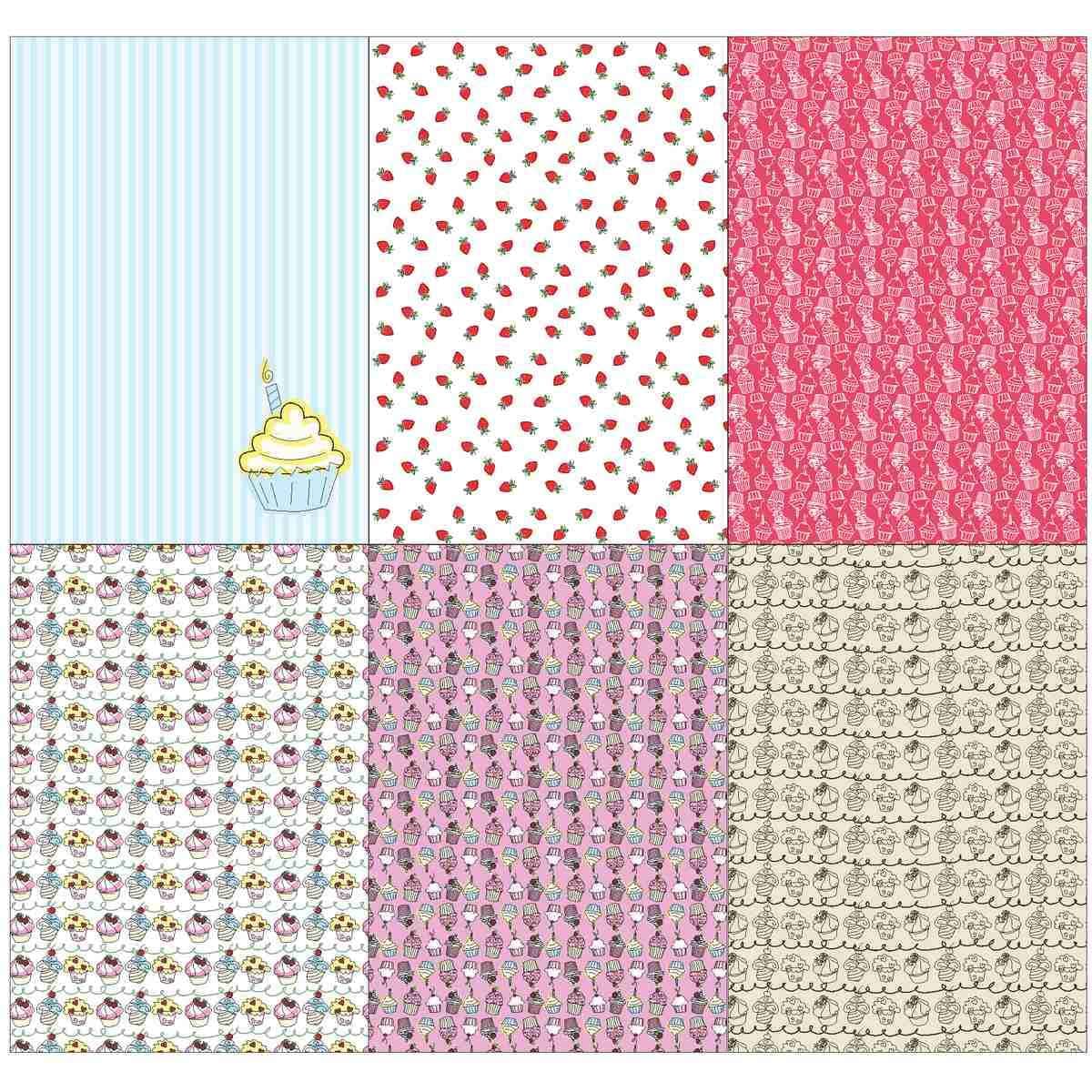 A4 Cup Cakes-30D, Crafts Paper for Scrapbook Pack of 30 sheets (3 sheets each of 10 designs) CCSA4x30