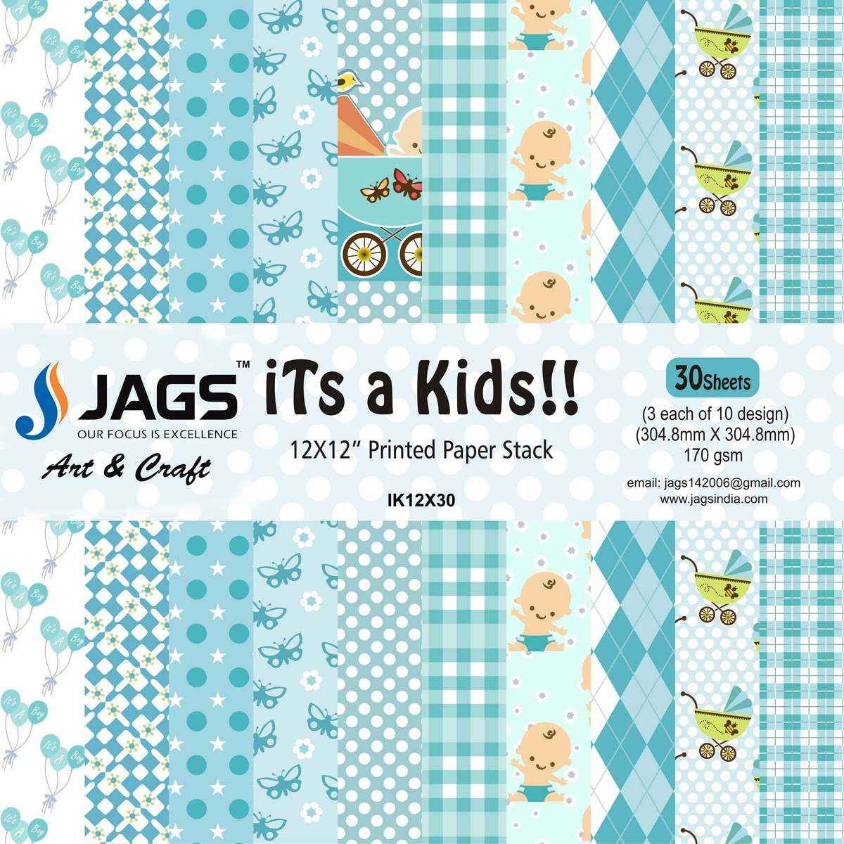 Its A Kids Paper Design 12X12 Inch 30 Sheets IK12X30