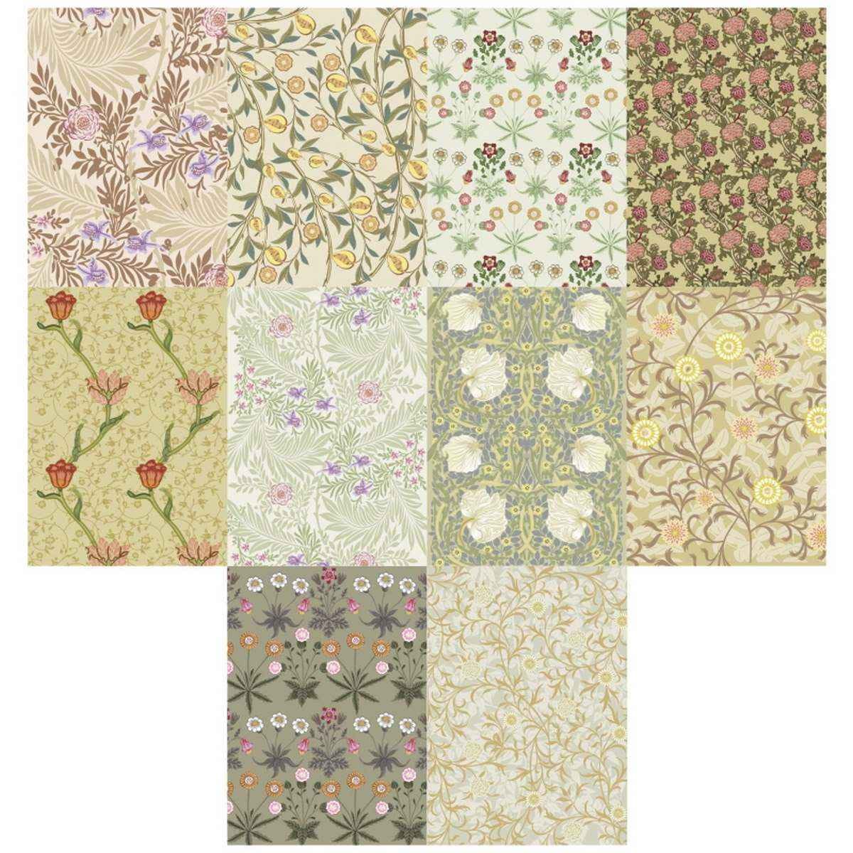 A5 Florent Flower Vellum Paper, Pack contains 20 sheets (2 Sheets each of 10 designs). WFFPA5X20