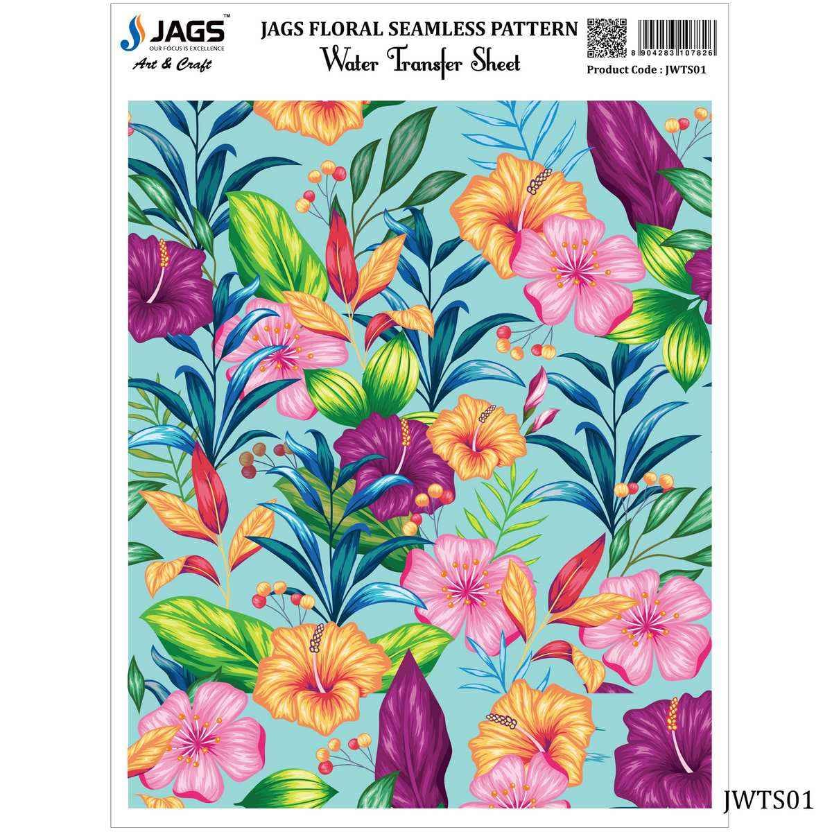 Floral Seamless Water Transfer Sheet 9X7 Inches JWTS01