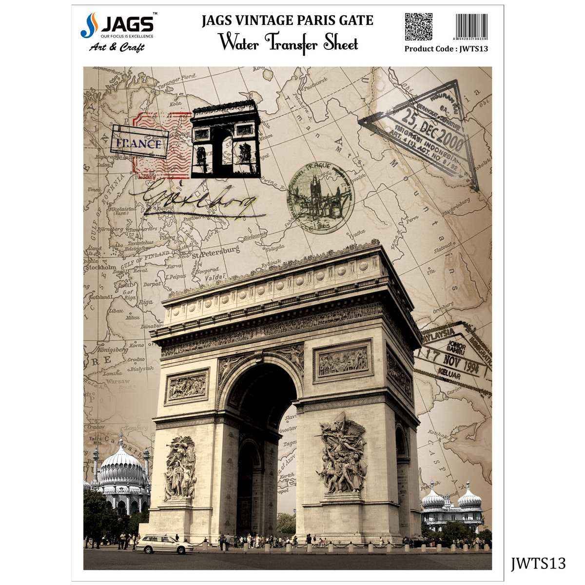 Vintage Paris Water Transfer Sheet 9X7 Inches JWTS13