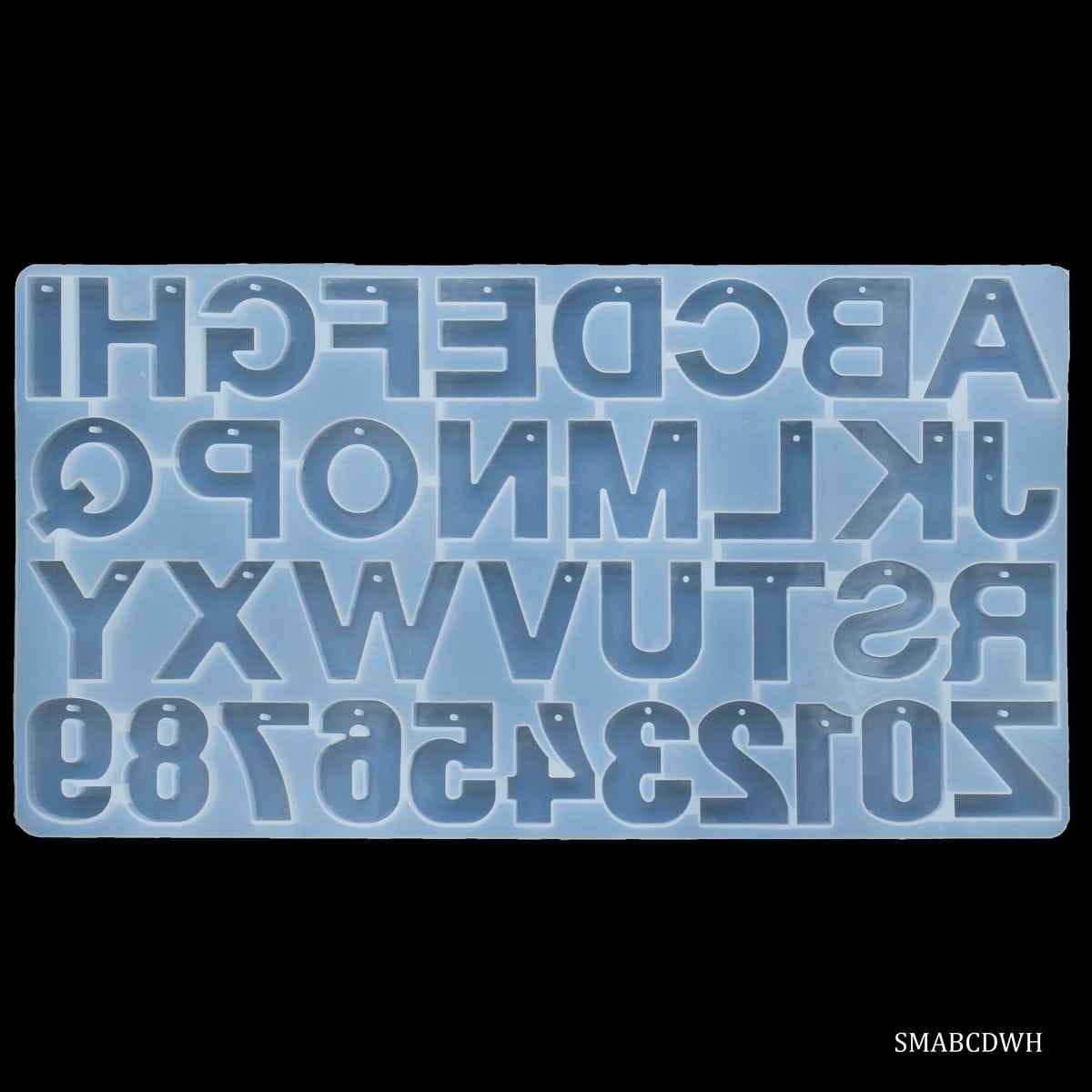 Silicone Mould Size 36.5X19.5 cm of A To Z And Size 1, 1.5 to 2 Inch of 0 To 9 36 With Hole SMABCDWH