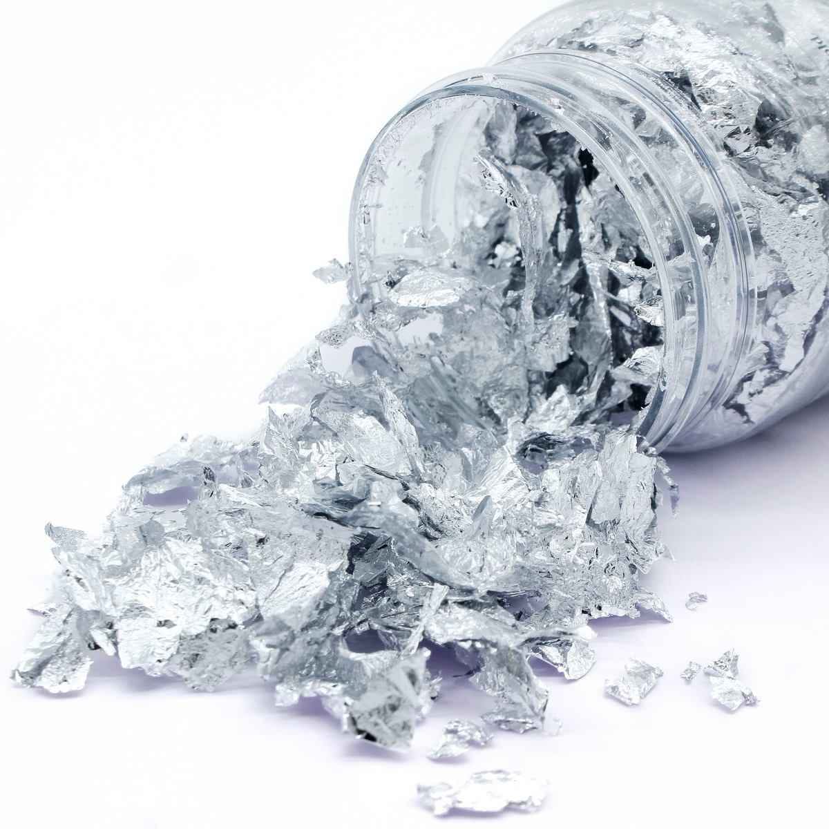 Silver Gilding Flakes 25 Grams Big Bottle LFS000