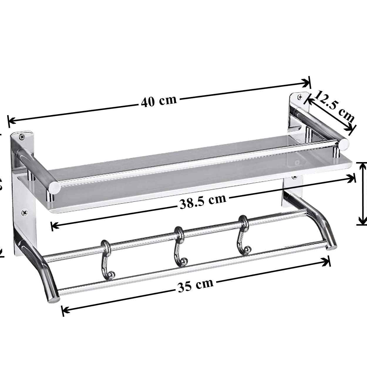 DY-1810 15 x 5" Square Shelf with Towel Bars -SS
