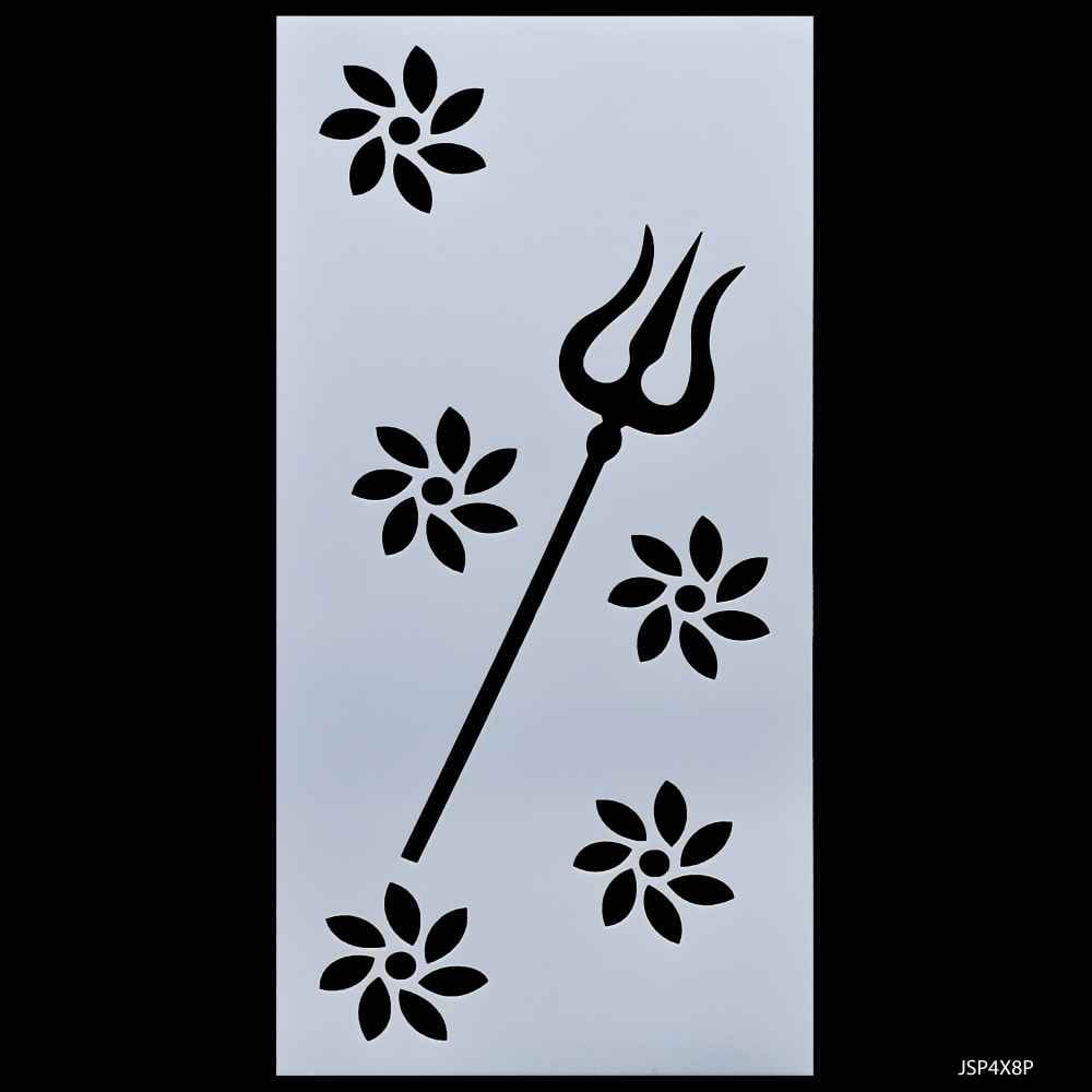 Crafts SHIV TRIDENT TRISHOOL Stencil Plastic 1 Pcs 4x8 Inch JSP4X8P