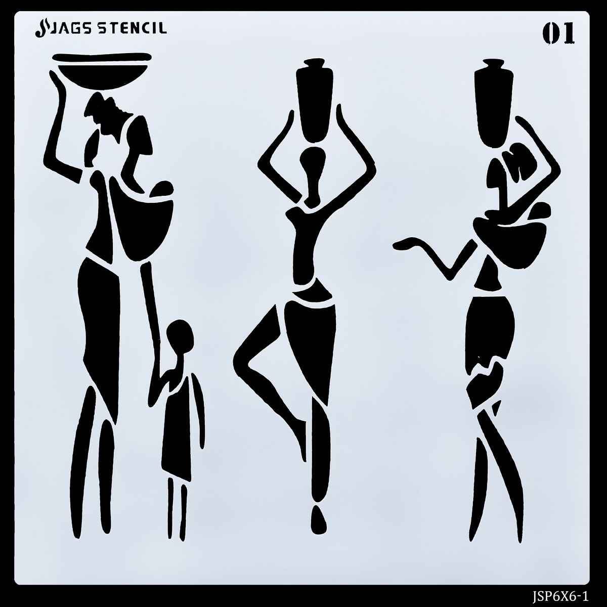 Crafts African Tribes Drawing Stencil Plastic 1 Pcs 6x6 Inch JSP6X6-1
