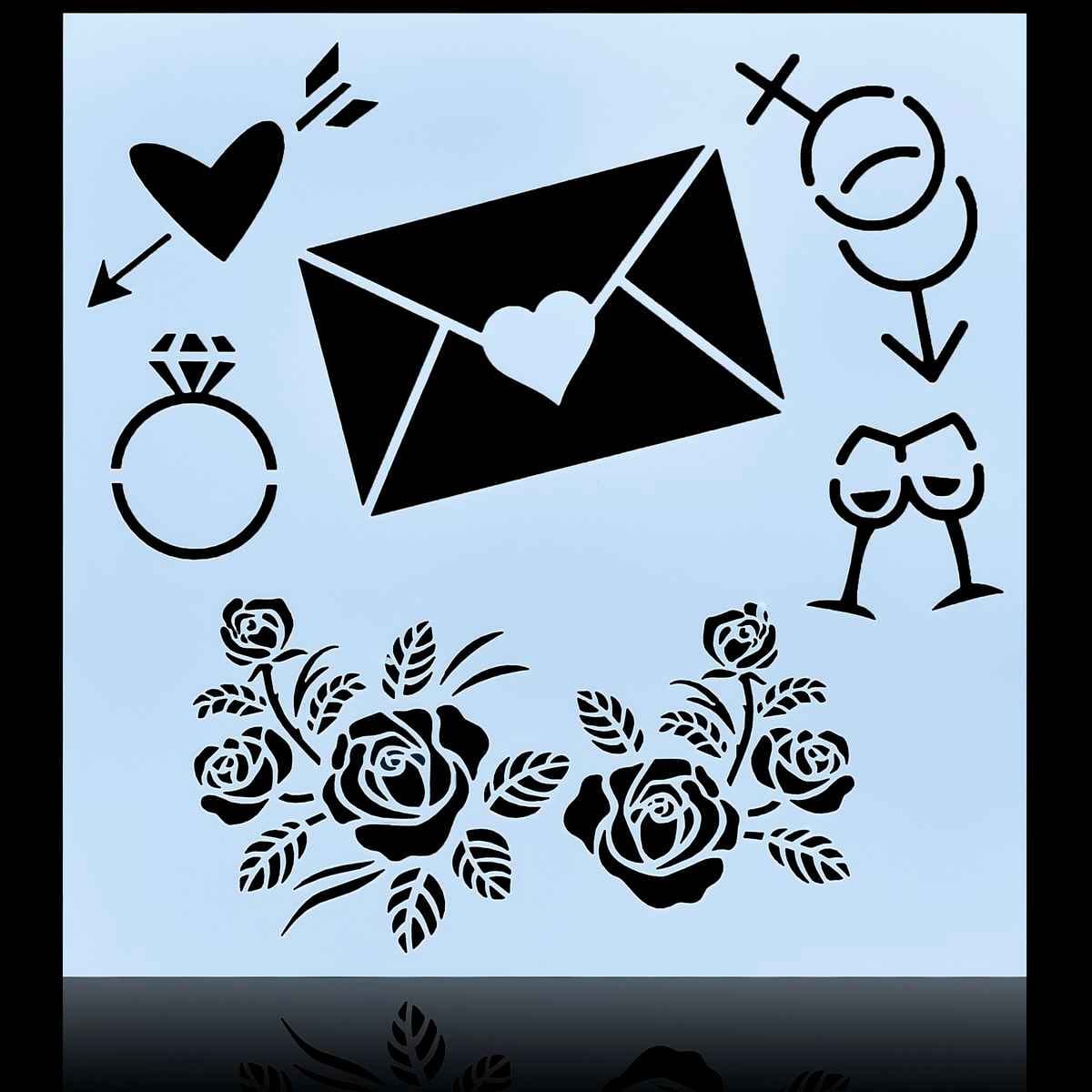 Crafts Love Letter Drawing Stencil Plastic 1 Pcs 6x6 Inch JSP6X6-11