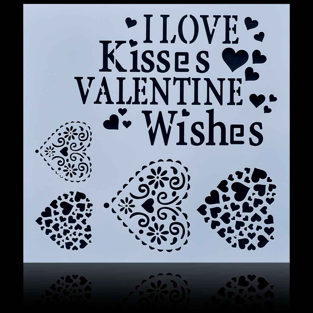 Crafts Valentine Wishes Drawing Stencil Plastic 1 Pcs 6x6 Inch JSP6X6-14