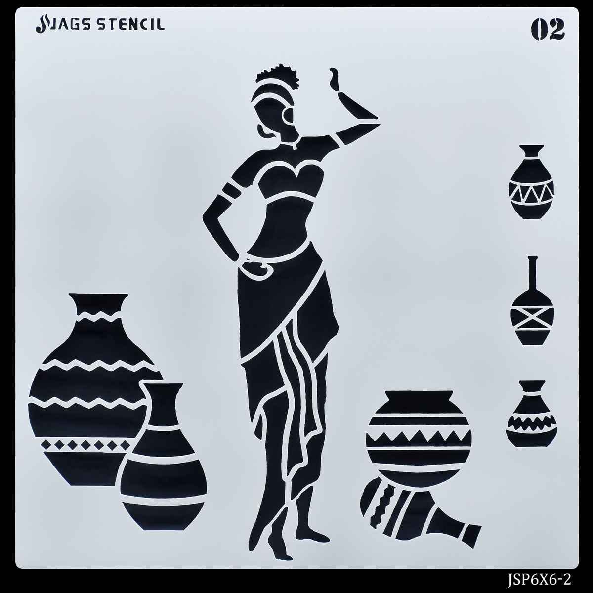 Crafts African Tribes Drawing Stencil Plastic 1 Pcs 6x6 Inch JSP6X6-2