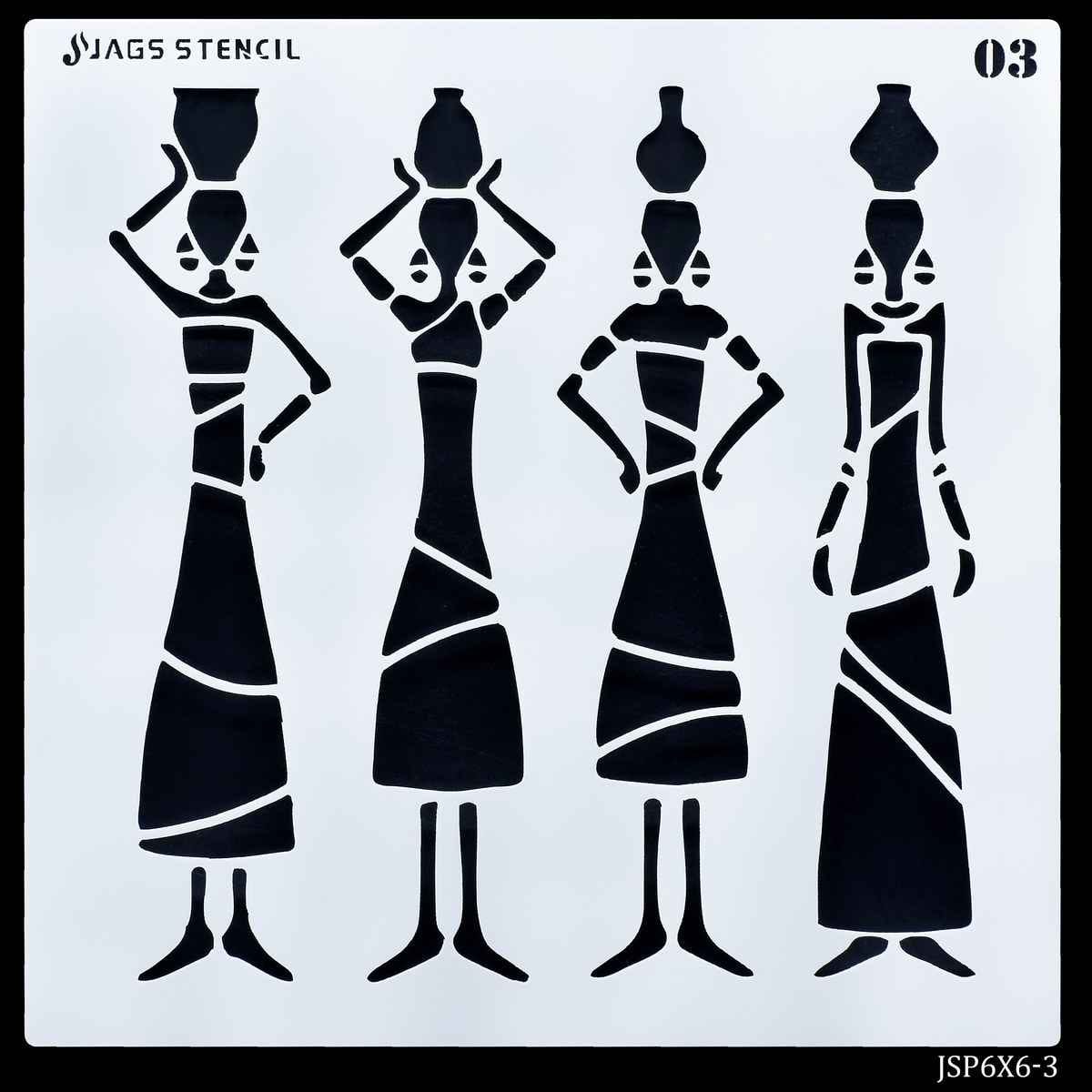 Crafts African Tribes Drawing Stencil Plastic 1 Pcs 6x6 Inch JSP6X6-3
